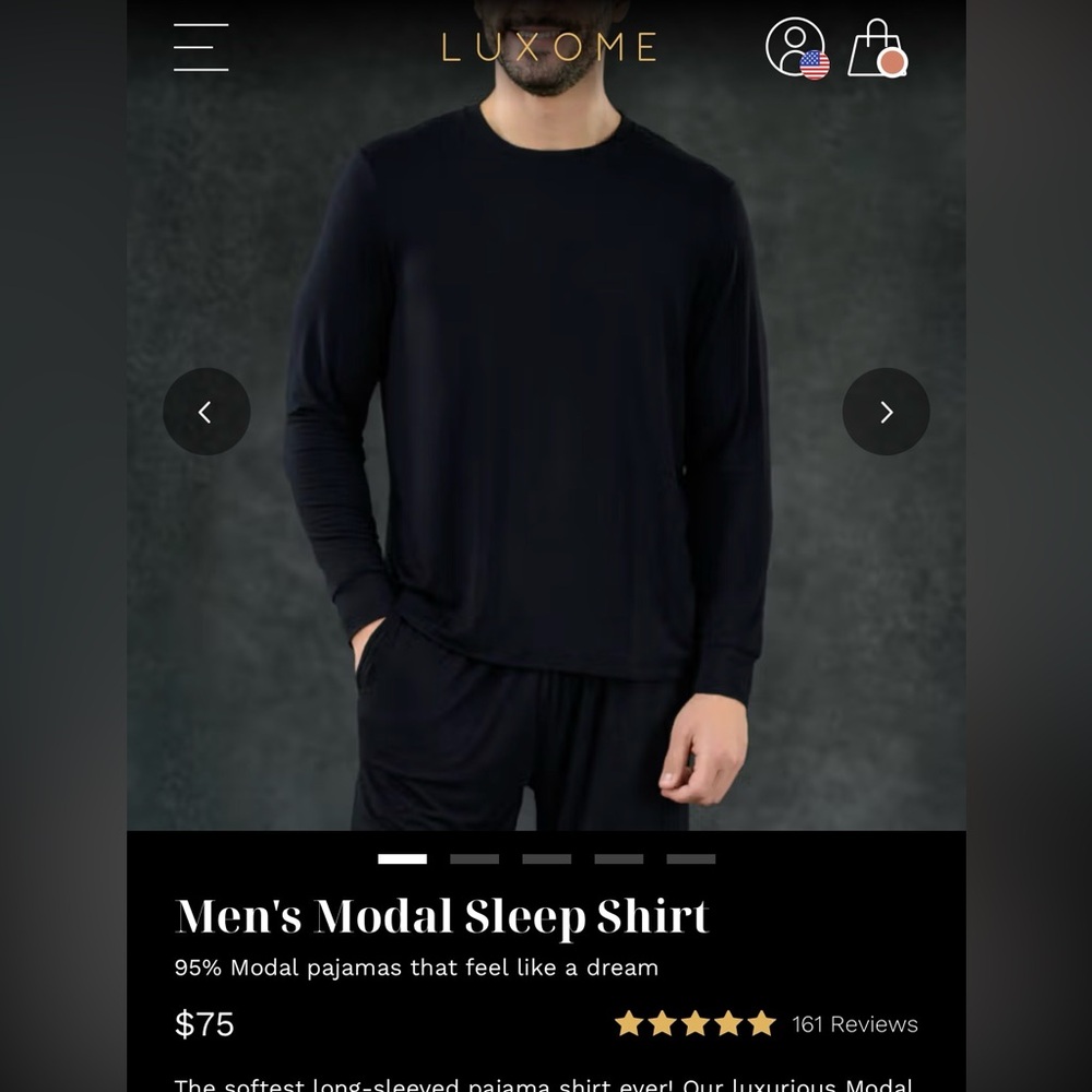 NWT Men's Black Luxome Modal Sleep Shirt